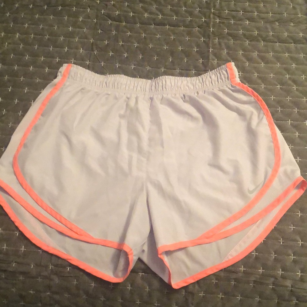 Nike Ladies running shorts M light gray and bright coral color